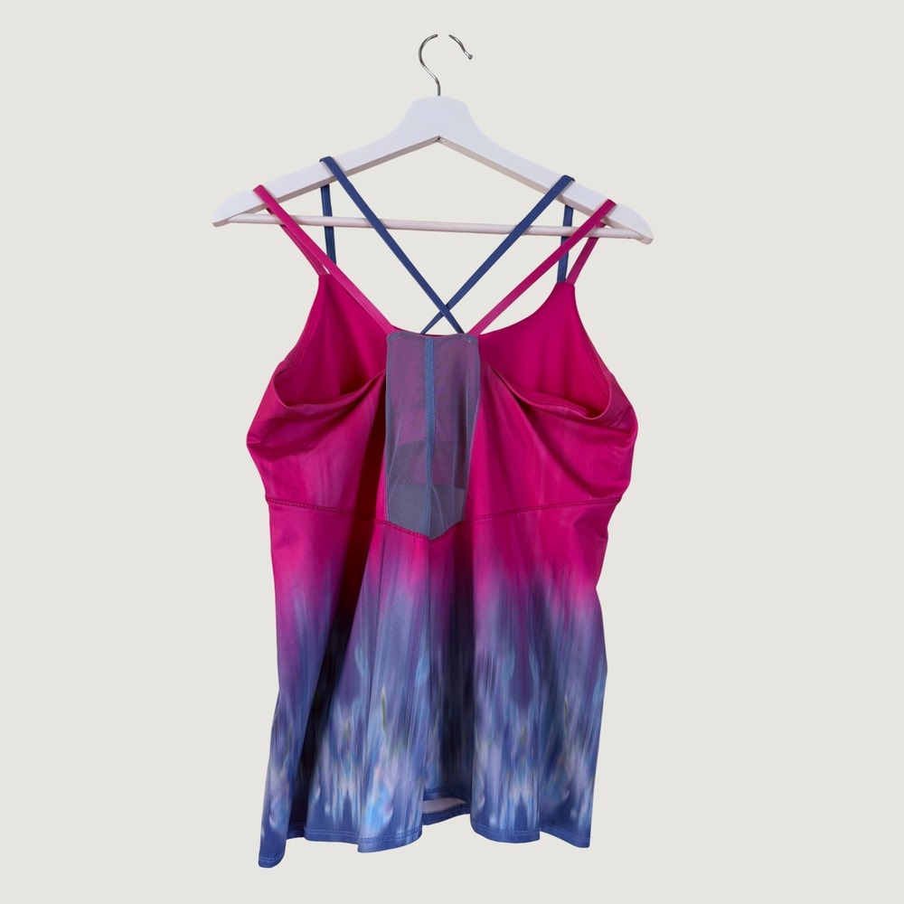 Lucky in Love Womens Pink  Ombre Mesh Panel Strappy Athletic Tank Top Size L Gym - Picture 3 of 10